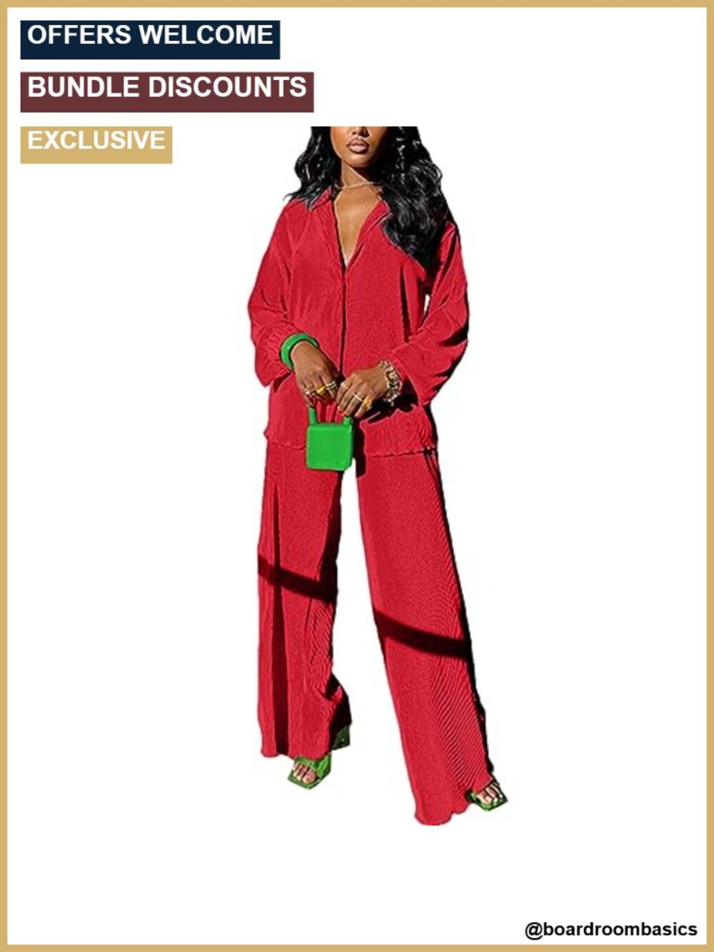 Plisse Two Piece Set Relaxed Button Down Shirt Wide Leg Pants Loungewear